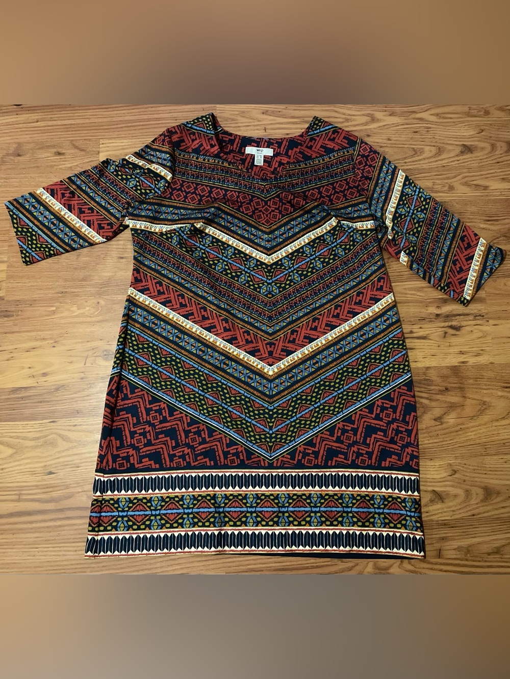 Wisp Aztec Rust Multi Chevron-Pattern Mini Dress Size 18